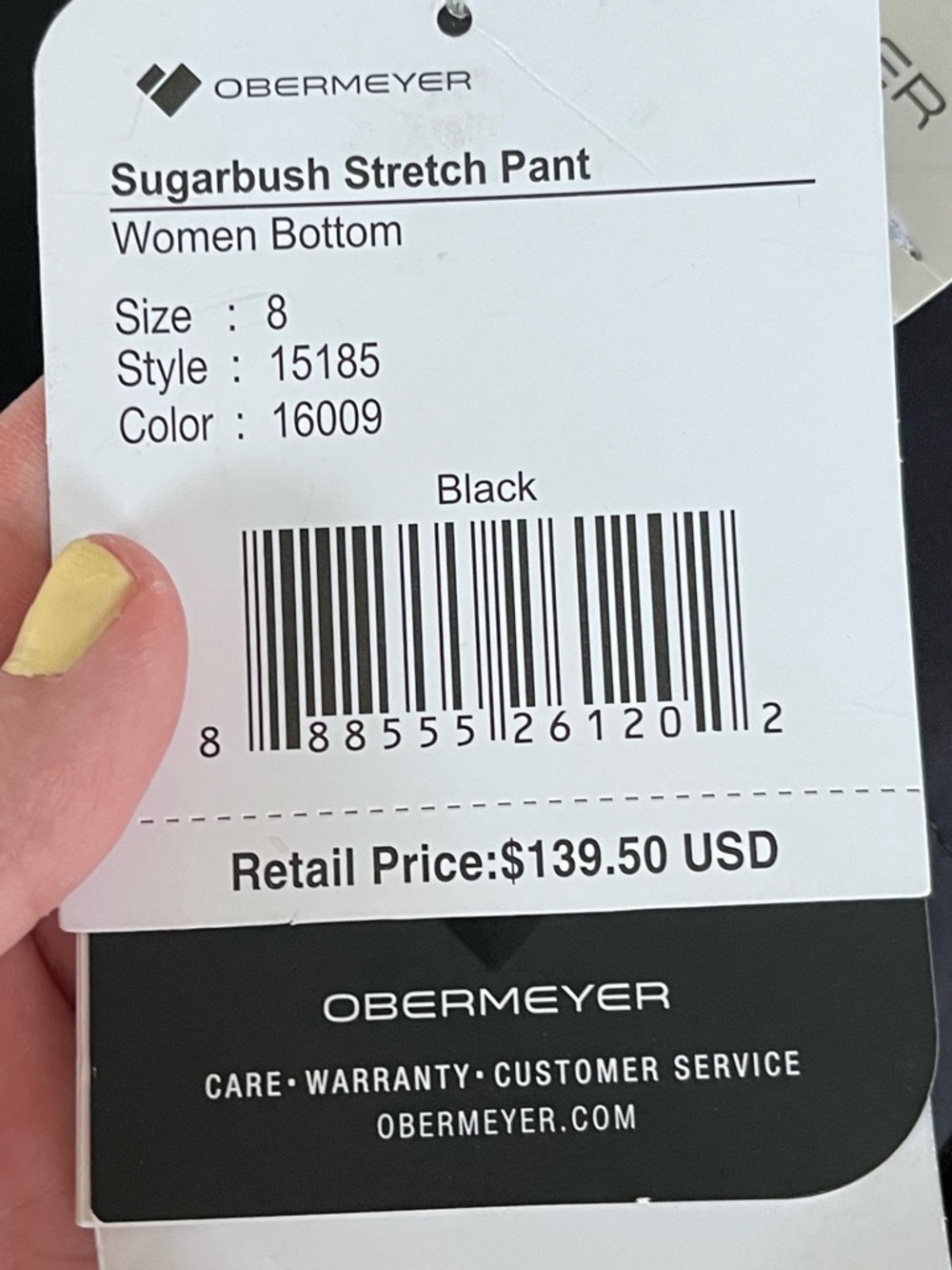 Obermeyer sugarbush stretch pants black snow pants women’s bottoms 8 NWT - Picture 3 of 3